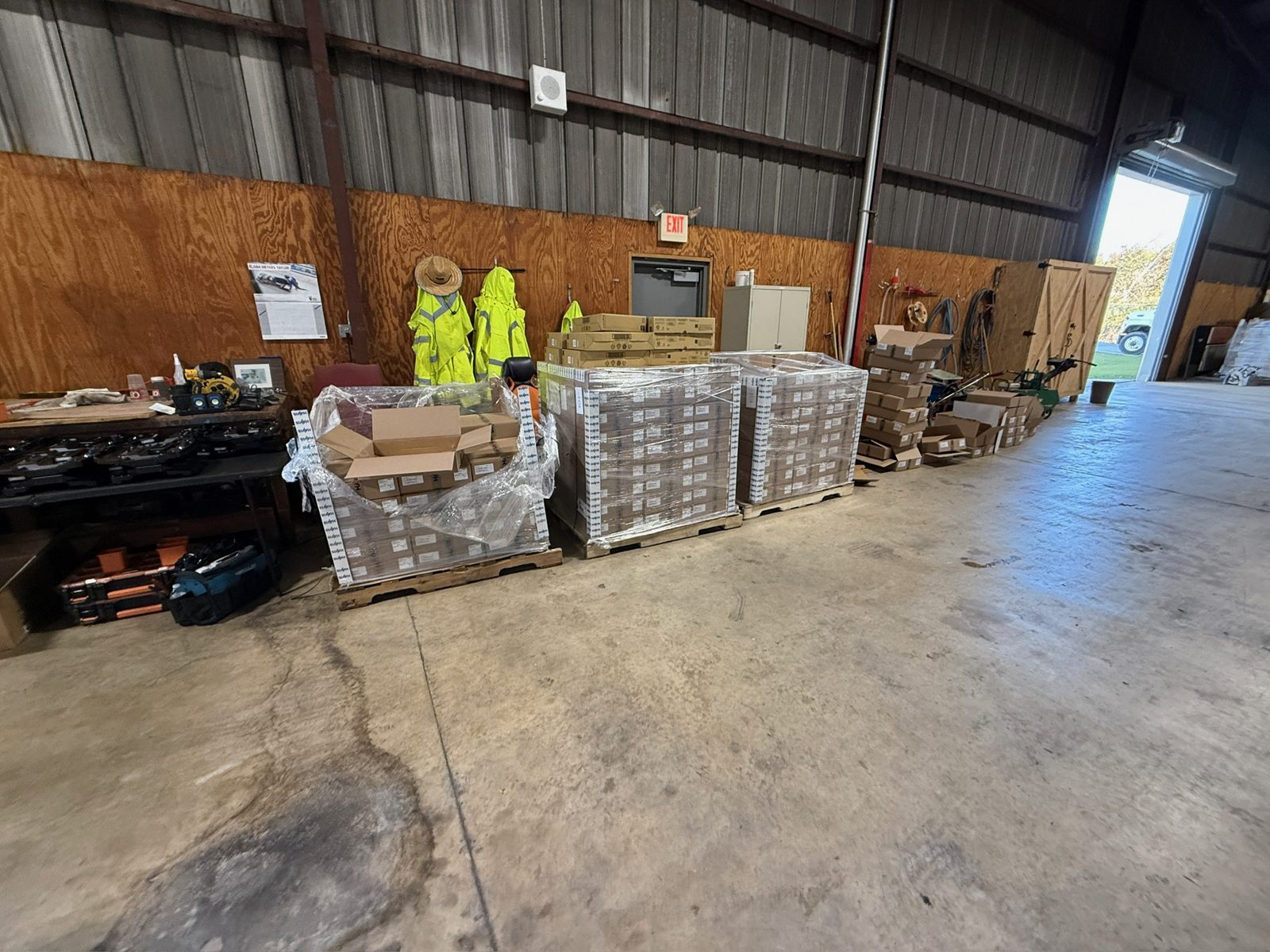 Pallets of Havis equipment received for a large-scale fleet project.